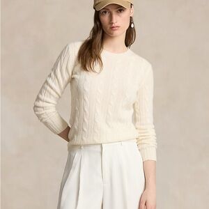 Ralph Lauren Ivory Cable Knit Cashmere Sweater